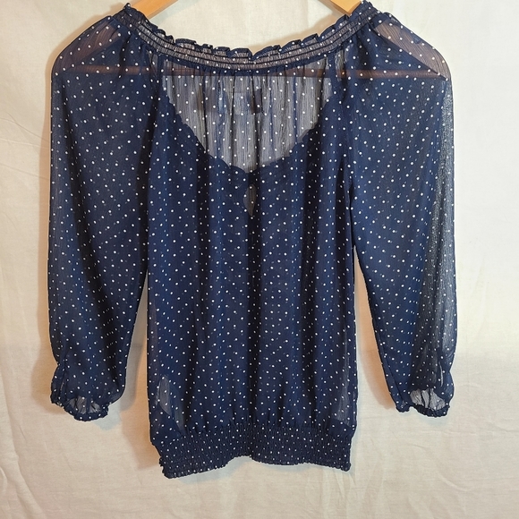 Abercrombie & Fitch Sheer Ruffled Polka Dot Blouse - Picture 2 of 8